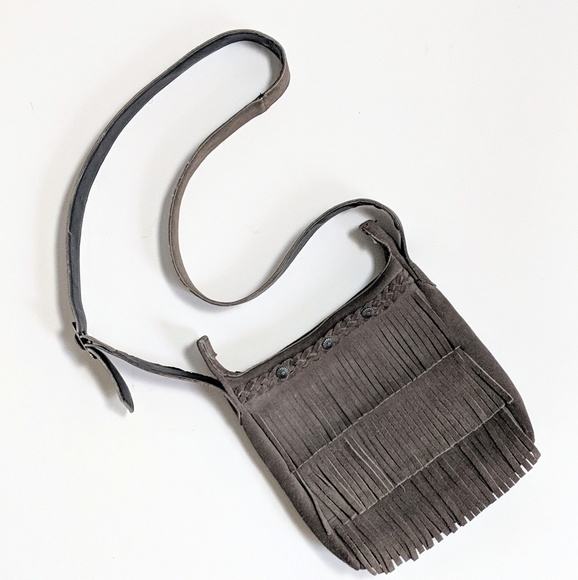 Minnetonka Handbags - ❗SOLD❗Minnetonka Grey Suede Fringe Crossbody Bag